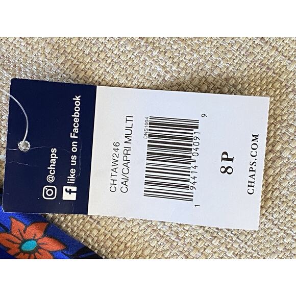 CHAPS Womens Faux Wrap Knit Dress Capri Multi Blue 8P NWT - Picture 9 of 11